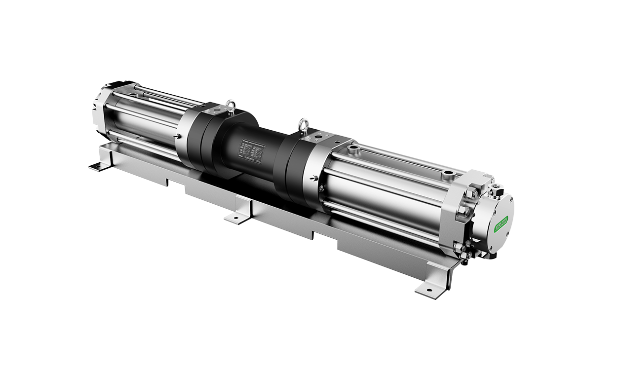 Double-stage single-acting Hydraulically Driven Gas Boosters